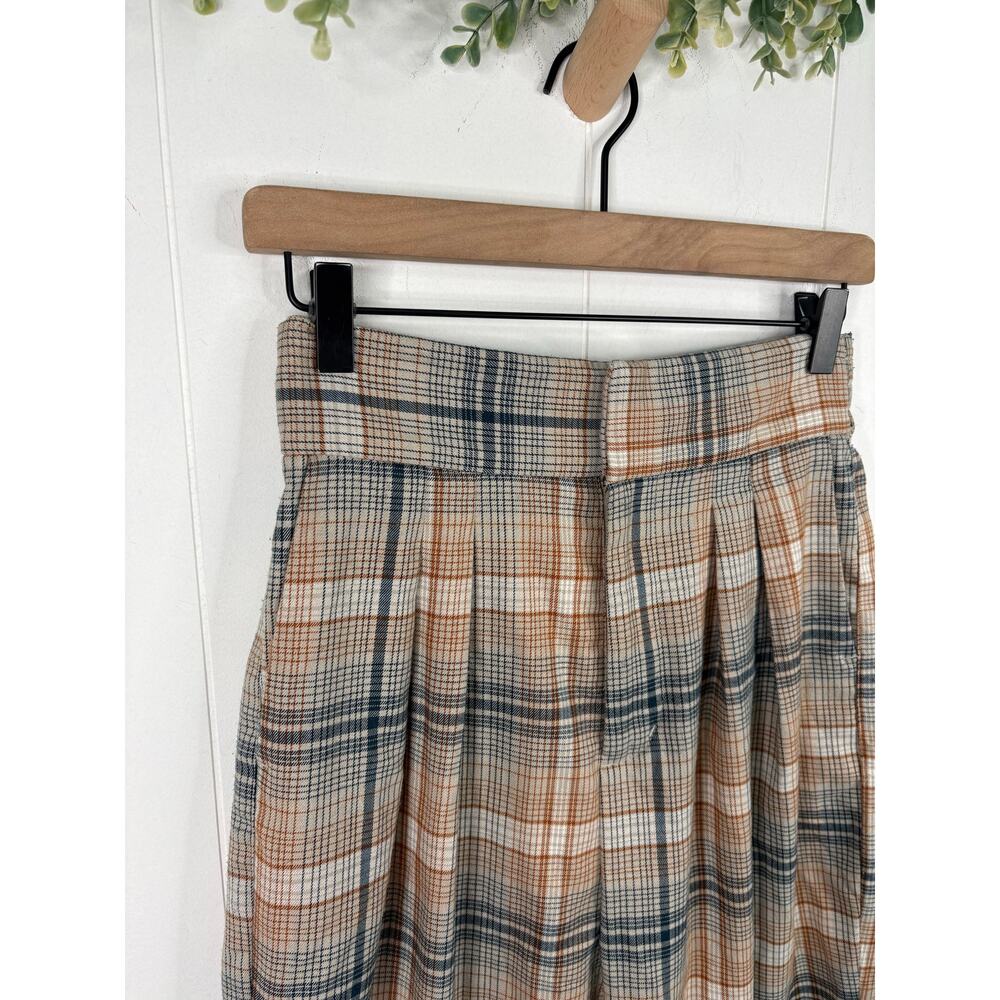✨2/$30✨ Urban Outfitters Paige Yellow Plaid High Rise Crop Pants Small Pleated - Picture 3 of 8